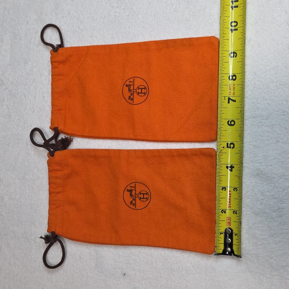 Authentic Used Hermes Orange Drawstring Storage B… - image 3